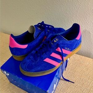 Adidas Gazelle Royal Blue with Pink Accents